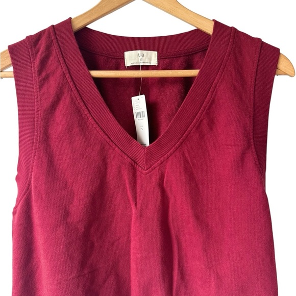 T.La Anthropologie V-Neck Sleeveless Sweatshirt NWT - Picture 4 of 13